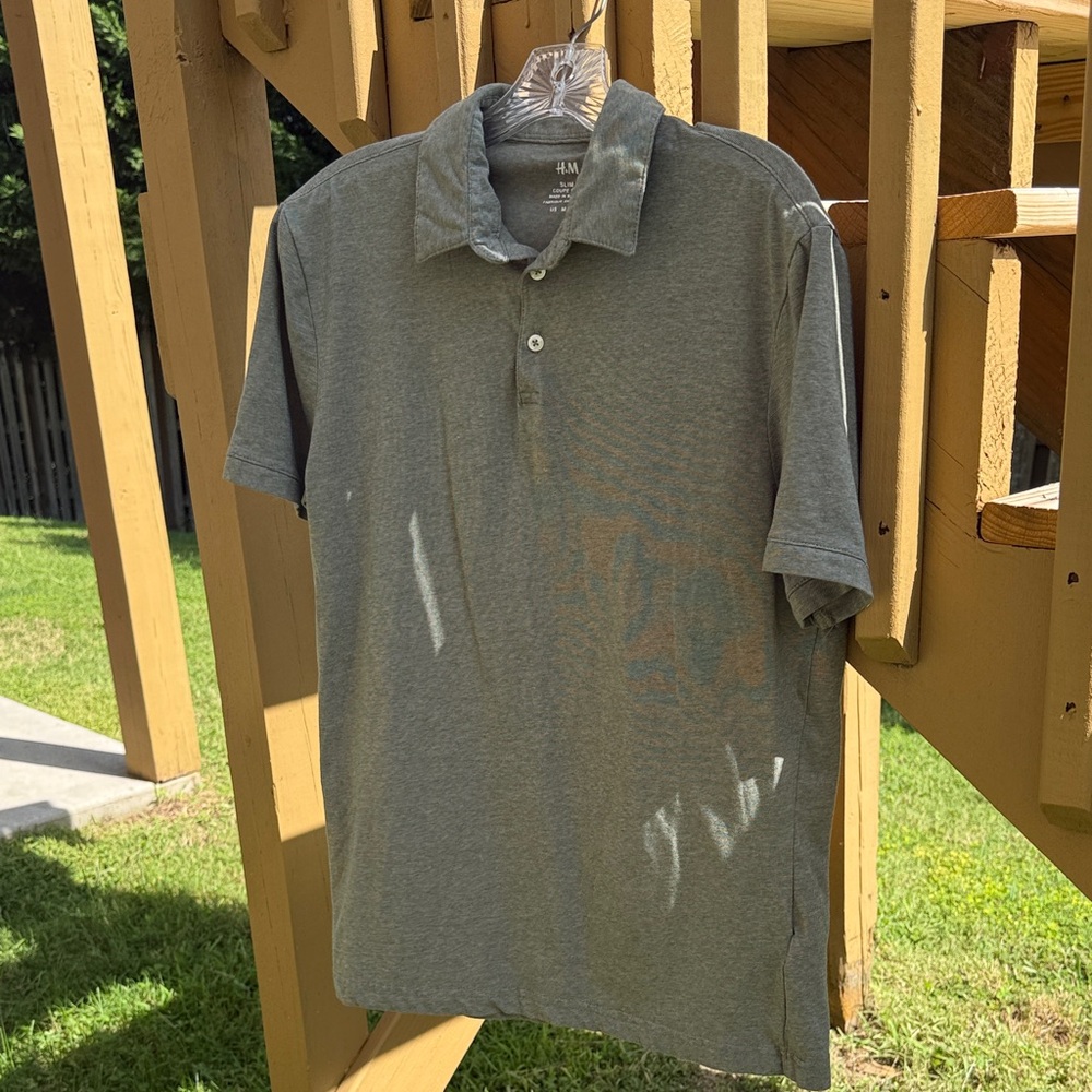 Men's H&M Gray Polo Shirt - Medium, Slim fit
